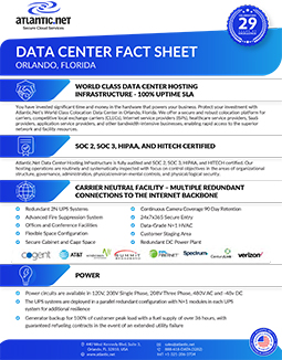 Orlando FL Data Center Fact Sheet