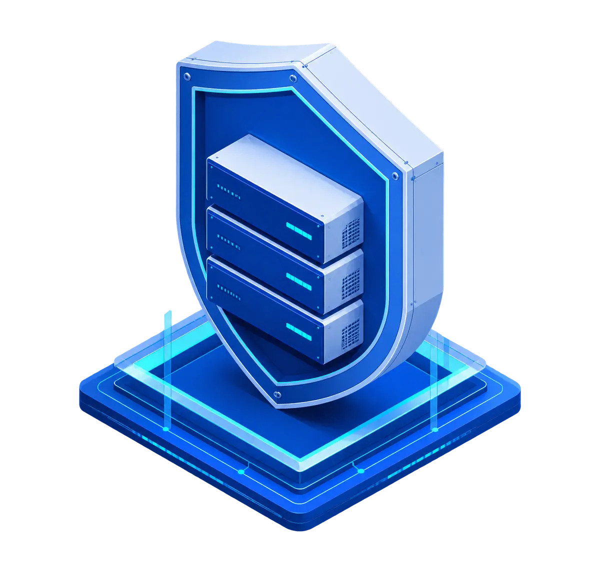 Three Secure Block Storage volumes inside a protective frame on a routed Atlantic.Net platform