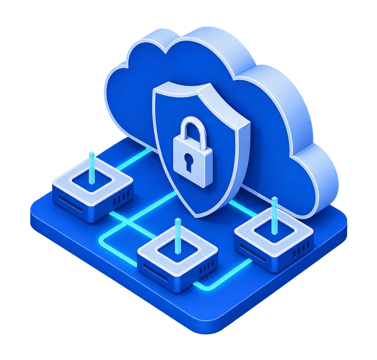 Protected Virtual Private Cloud network with three isolated routed hardware nodes