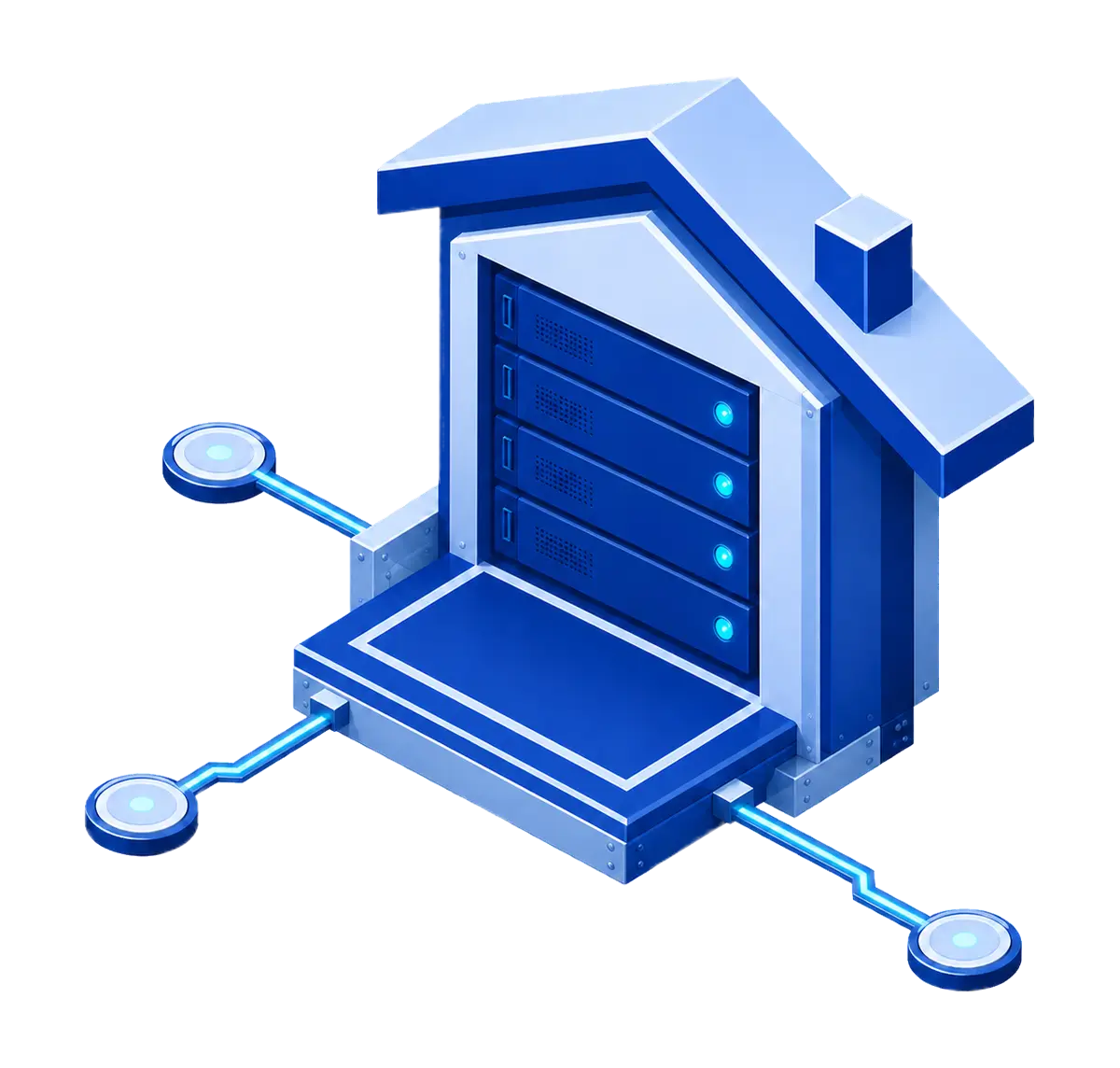 Isometric Orlando colocation facility connected to three network endpoints