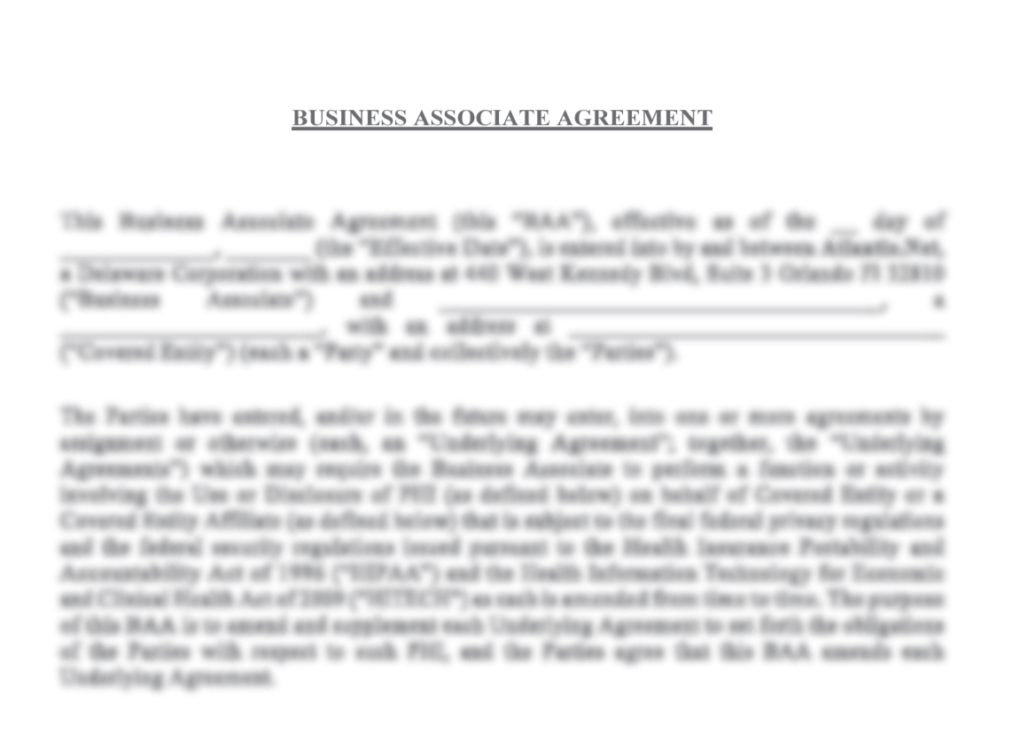 What is a BAA (Business Associate Agreement) in 22? BAA and HIPAA For Business Associate Agreement Hipaa Template