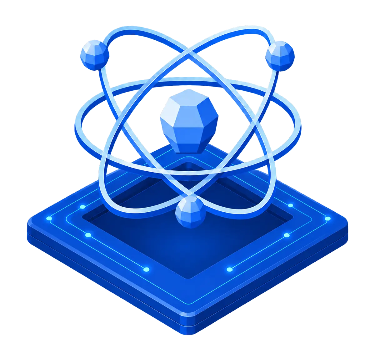 Life sciences cloud infrastructure connecting a scientific innovation lightbulb with three research compute nodes