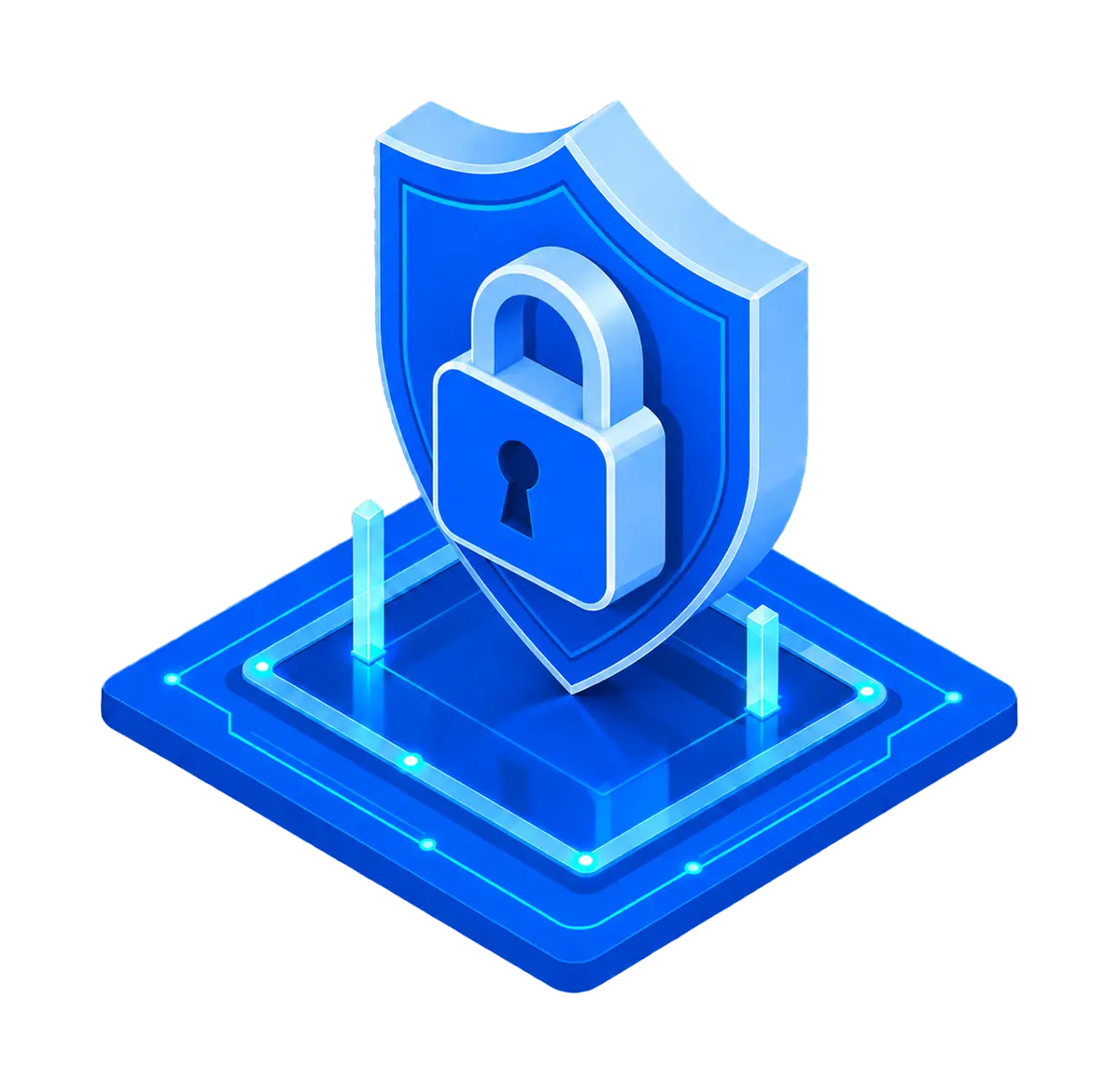 A managed PCI security shield and lock monitored by two routed perimeter posts