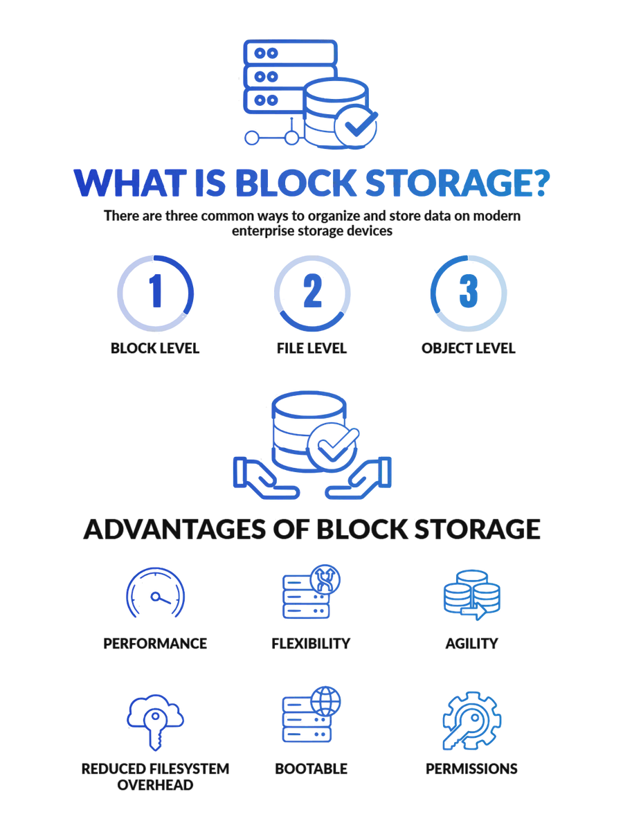 Diagram of block storage volumes presented to a server over a SAN