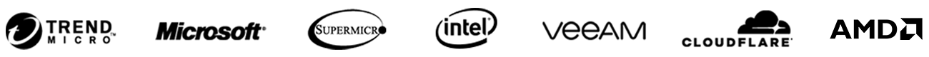 Atlantic.Net technology partners: Trend Micro, Microsoft, Supermicro, Intel, Veeam, Cloudflare and AMD.