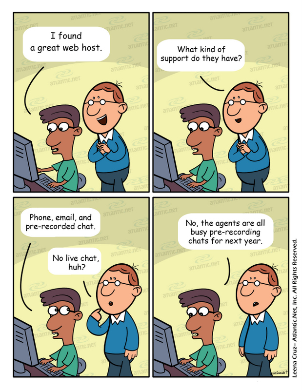 Comic about good customer service as found at Atlantic.Net