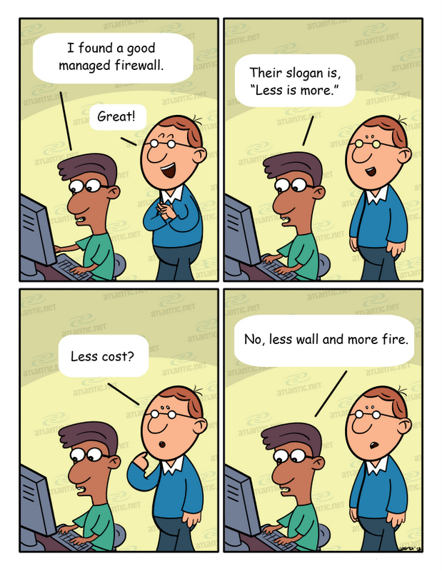 Hosting Humor: choosing a managed firewall service (comic)