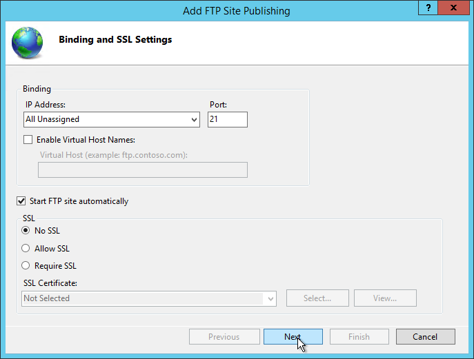 Bindings and SSL Settings