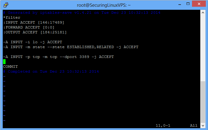 Sample: /etc/iptables/rules.v4