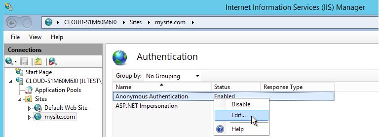 Edit Anonymous Authentication