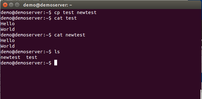 An example of using the command "cp"