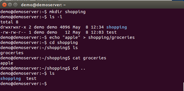 An example of using the command "mkdir"