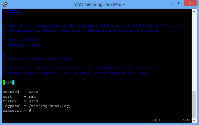 The location on where you can set the ssh port