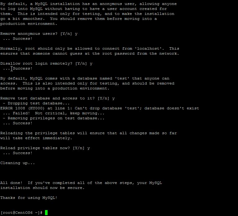 Sample my_secure_installation output.