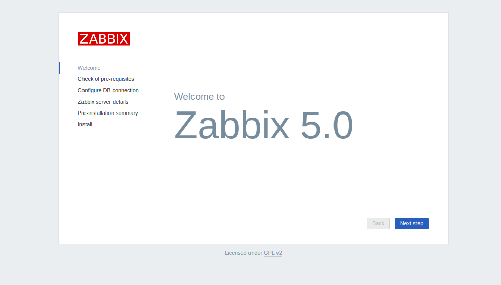 Zabbix Setup Page