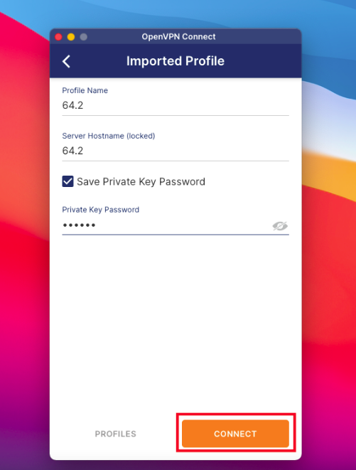 Provide OpenVPN private key password