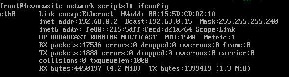 An example of ifconfig that shows the IP address of 192.168.0.2