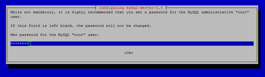 Insert your own secure password for your new MySQL root passwod