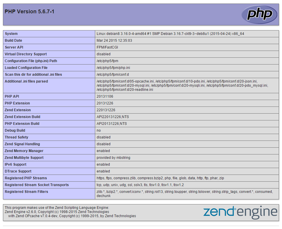 An example of what your info.php file should look like