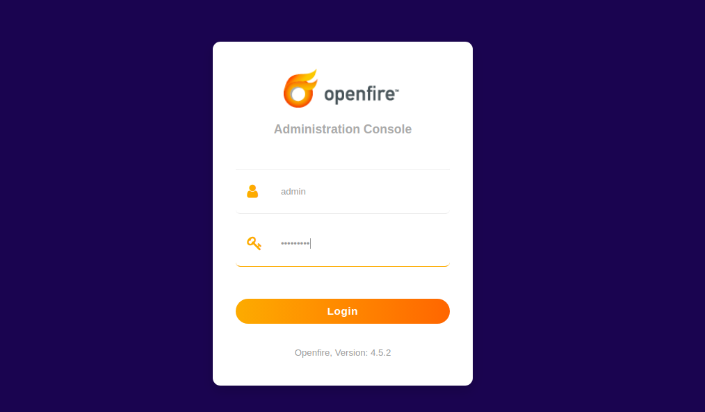 Openfire login page