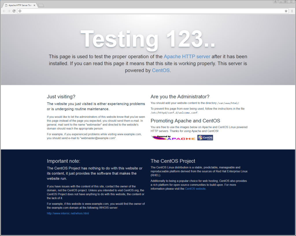 Apache test page