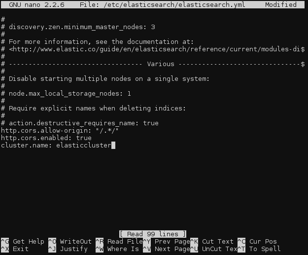 Editing the Elasticsearch configuration file