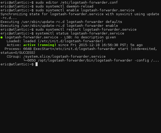 Logstash-forwarder service status