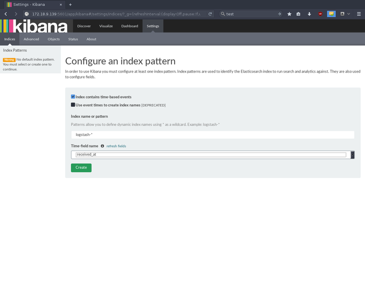 Create an Index pattern in Kibana