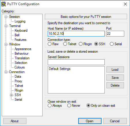 This is the Putty interface when using SSH in a Windows System