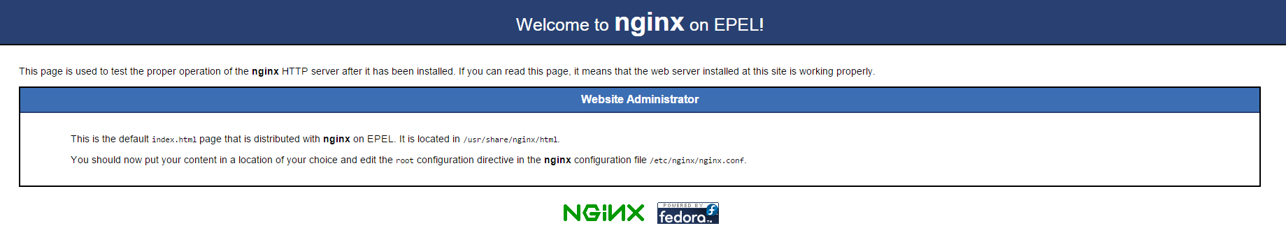 This is the default webpage when installing Nginx on CentOS 6.7