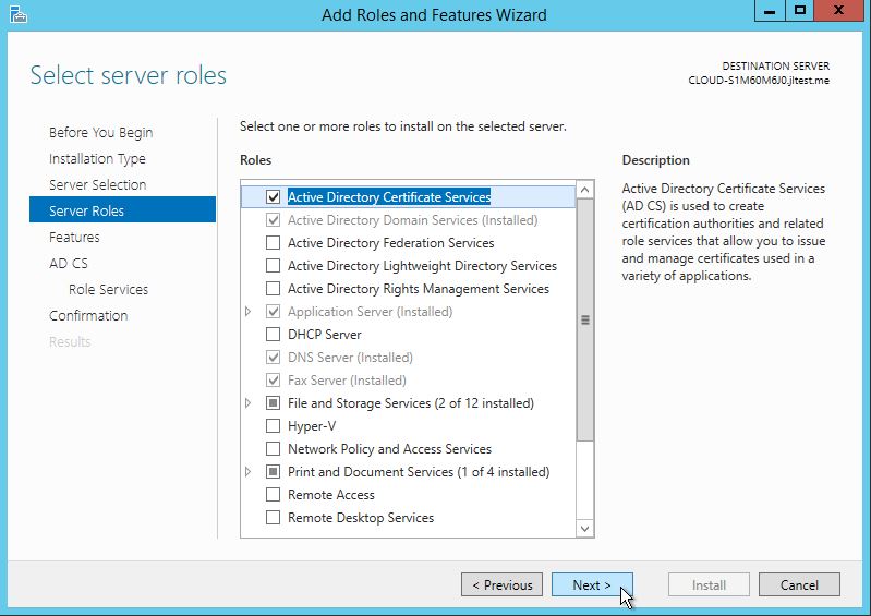 Install Active Directory Certificate Services Windows Server 2012-1
