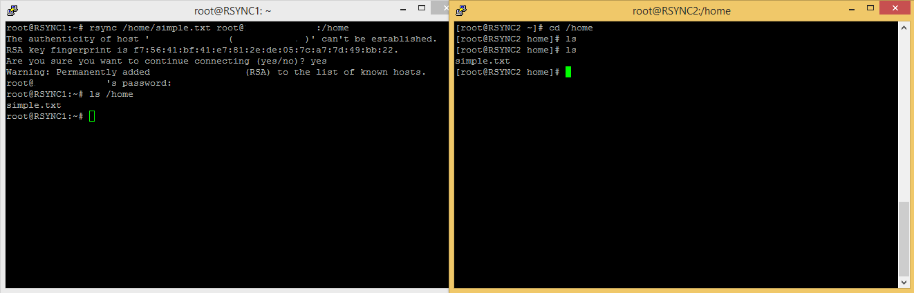 Rsync Transfer between two servers.