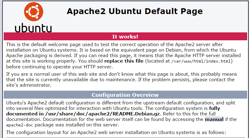This image is the default web page when installing Apache on Ubuntu 20.04