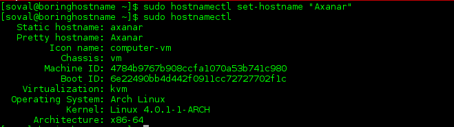 hostnamectl on Arch Linux