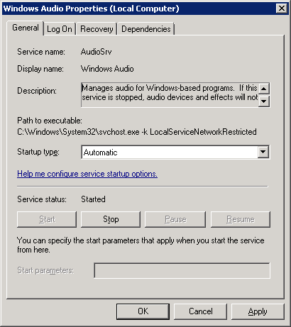 You will need to change the Startup Type to Automatic and then click on Start under the Service Status. Once done, click OK.