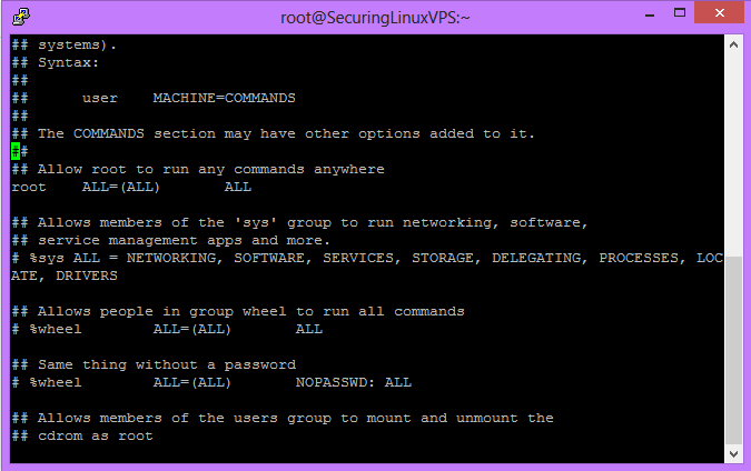 Sample Visudo Output