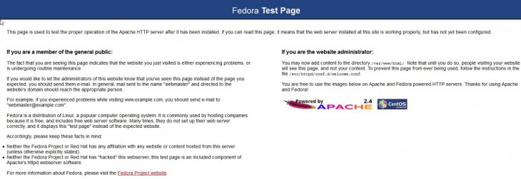 Default apache test page