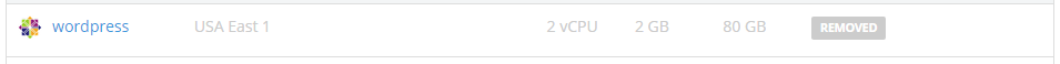 Note the status of the server has changes to removed.