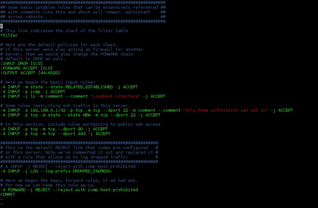 Sample Iptables File with Comments