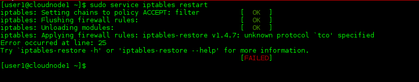 restart iptables