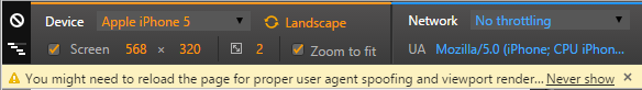 Device Mode Toolbar