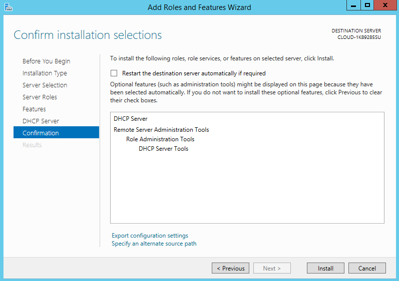 Confirm and install