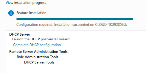 Select “Complete DHCP” configuration”