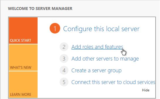 Select Add roles and features