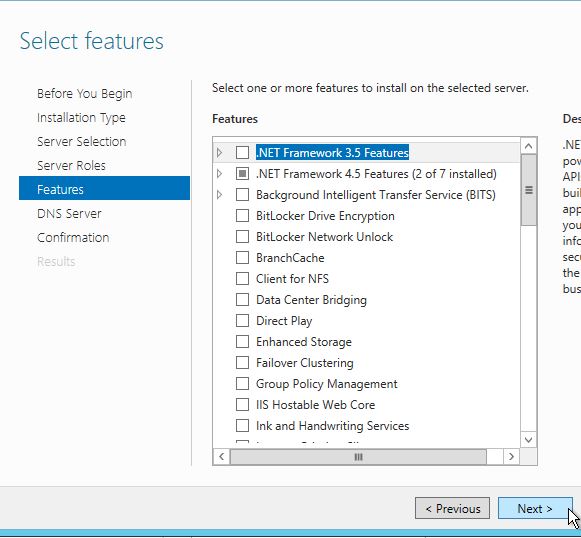 Select any optional features that you may need.