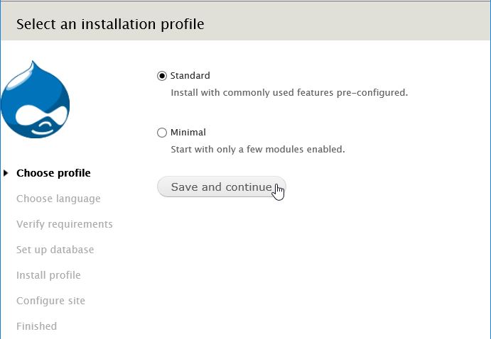 This is the Drupal's web installation wizard on CentOS 7