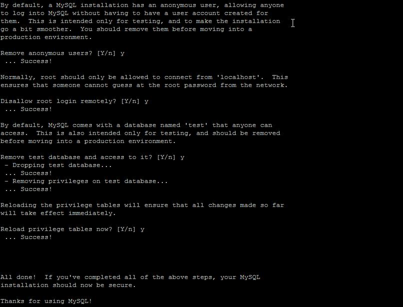 This is the secure installation of screen when installing MySql on a FreeBSD FAMP Stack server