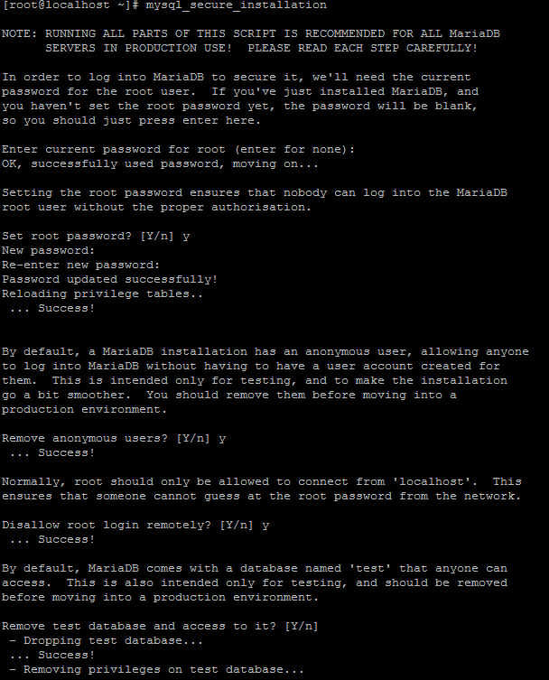 Running mysql_secure_installation for MariaDB on Fedora 23