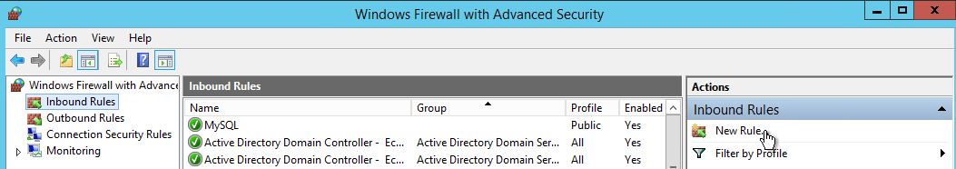 Adding a Custom firewall Rule in Windows Server 2012 