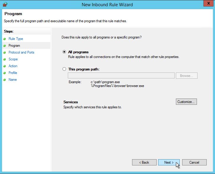 Adding a Custom firewall Rule in Windows Server 2012-3